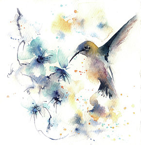 290x300 Hummingbird Watercolor Paintings Fine Art America - Hummingbird Watercolor Painting