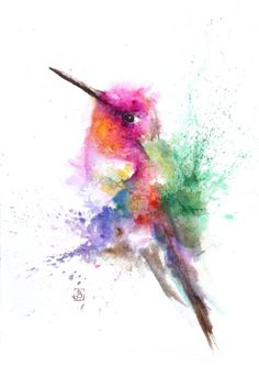 236x353 Hummingbird Art Watercolor Bird Print Hummingbird Decor Bird Decor - Hummingbird Watercolor Painting