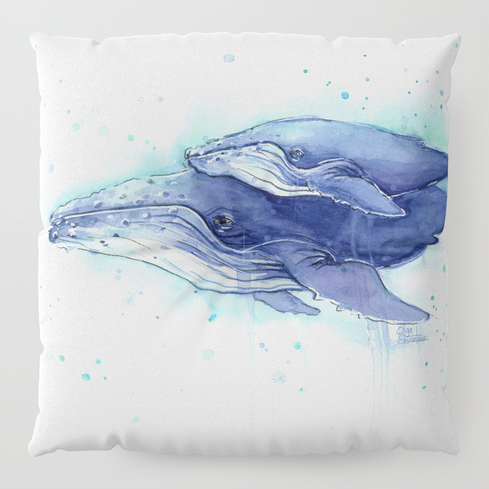 700x700 Humpback Whale Watercolor Mom And Baby Painting Whales Sea - Humpback Whale Painting