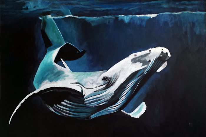 700x465 Humpback Whale Acrylic Painting Ria Hills - Humpback Whale Painting