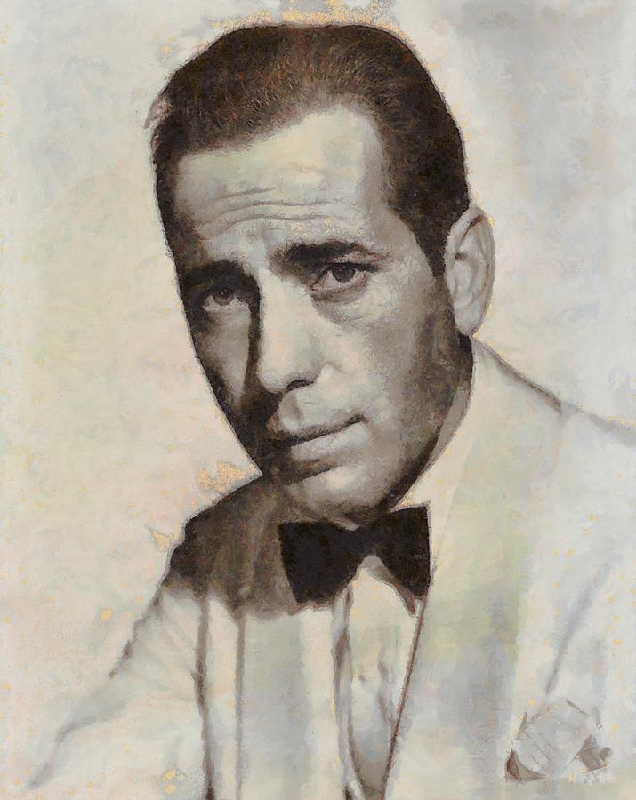 715x900 Humphrey Bogart Vintage Hollywood Actor Painting By John Springfield - Humphrey Bogart Painting