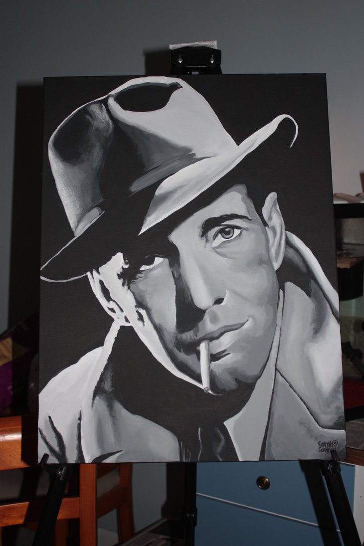 730x1095 Commissioned Humphrey Bogart Painting By Sarahbeavis - Humphrey Bogart Painting