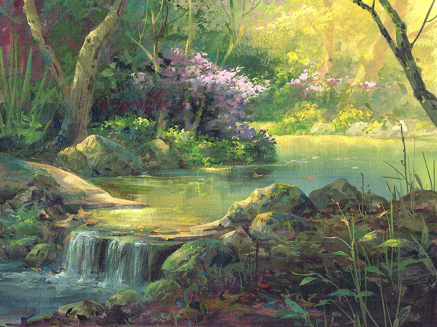 900x674 The Quiet Creek Painting By Michael Humphries - Humphries Painting