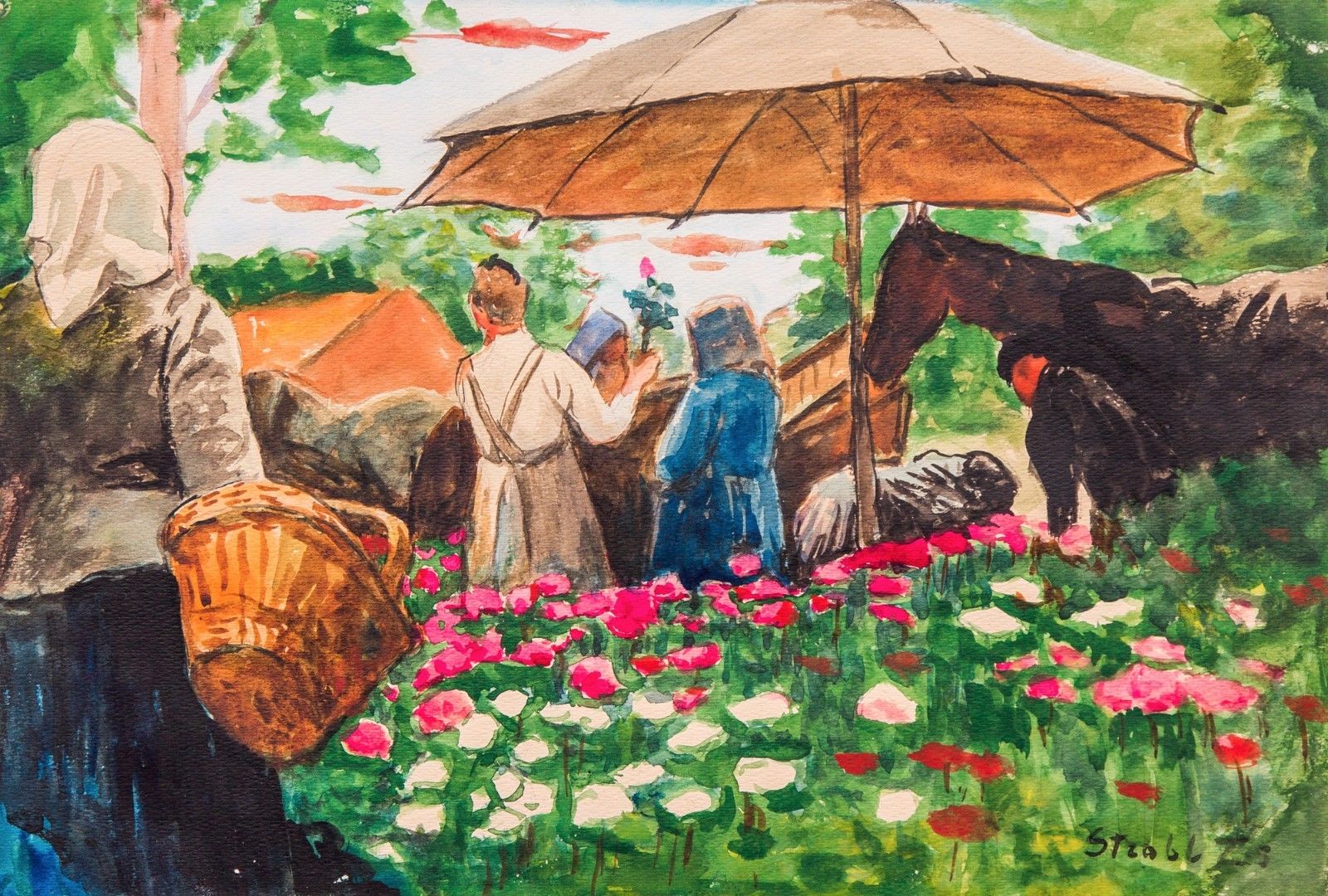 1600x1080 Zsofia Strobl Countryside Fair (Hungarian Painting) Ebay - Hungarian Painting