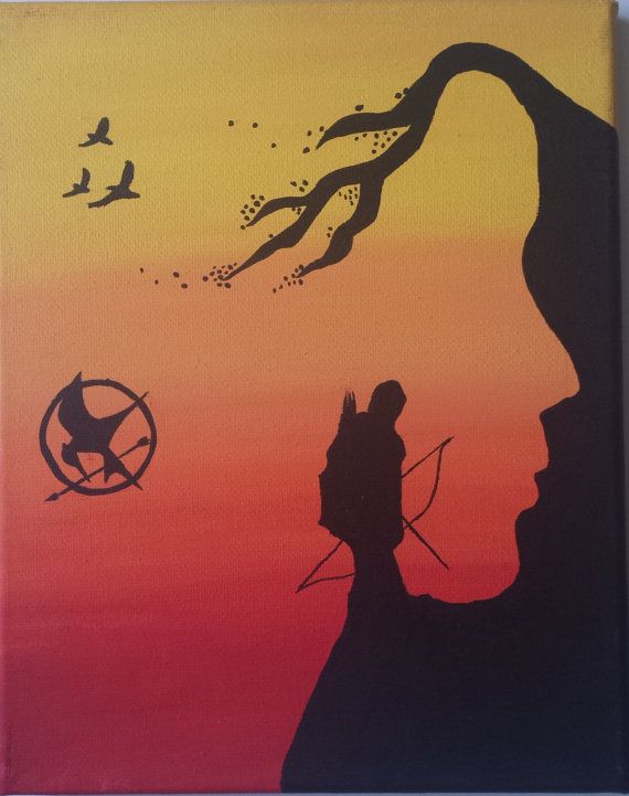 570x721 Hunger Games 8x10 Silhouette Acrylic Painting Stuff I Need - Hunger Games Painting