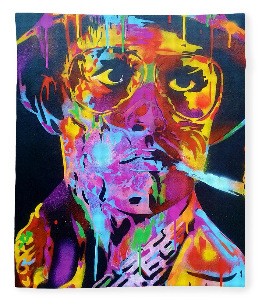 860x1000 Hunter S Thompson Fleece Blanket For Sale By Leon Keay - Hunter S Thompson Painting