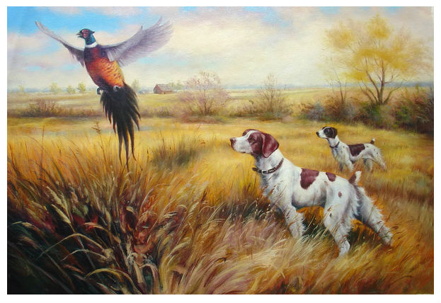 623x428 Free Shipping Handmade Hunting Dogs Oil Paintings On Canvas - Hunting Dog Oil Painting