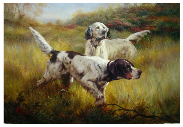 612x426 Free Shipping Handmade Modern Animals Oil Paintings On Canvas - Hunting Dog Oil Painting