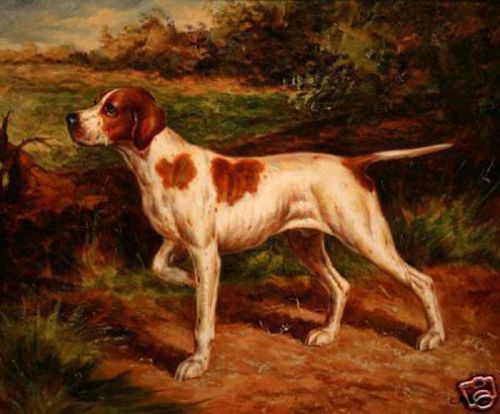 500x414 Hand Painted Animal Oil Painting On Canvas Hunting Dog - Hunting Dog Oil Painting