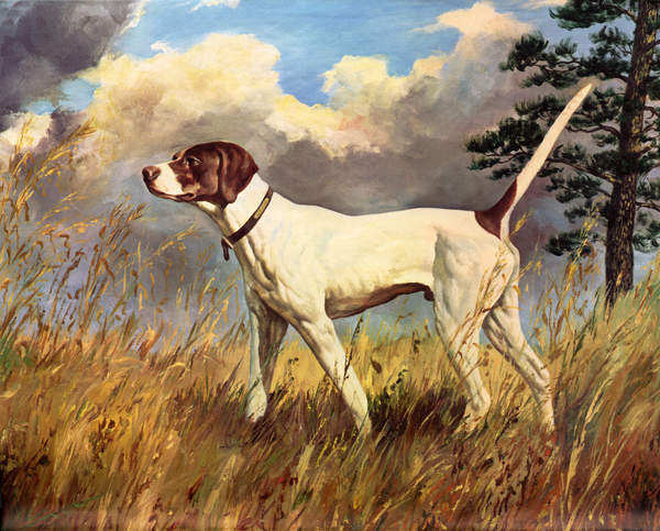 600x483 The Works Of Iwan Leroy Lotton - Hunting Dog Oil Painting