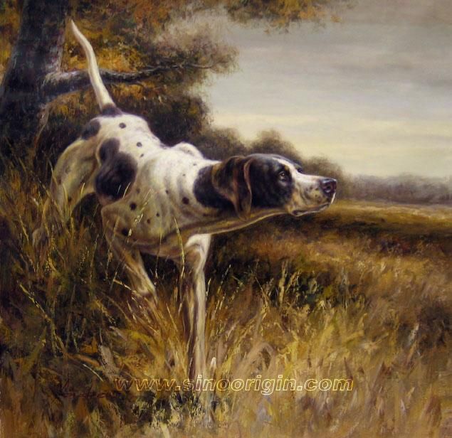 635x616 Hunting Dog Oi. - Hunting Dog Painting