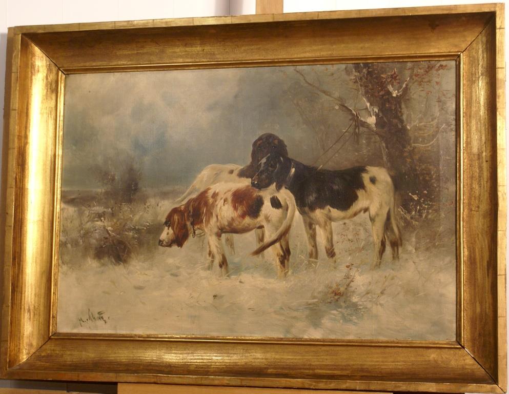 993x768 Superb Hunting Dog Winter Painting By Henry Schouten (1864 1927 - Hunting Dog Painting