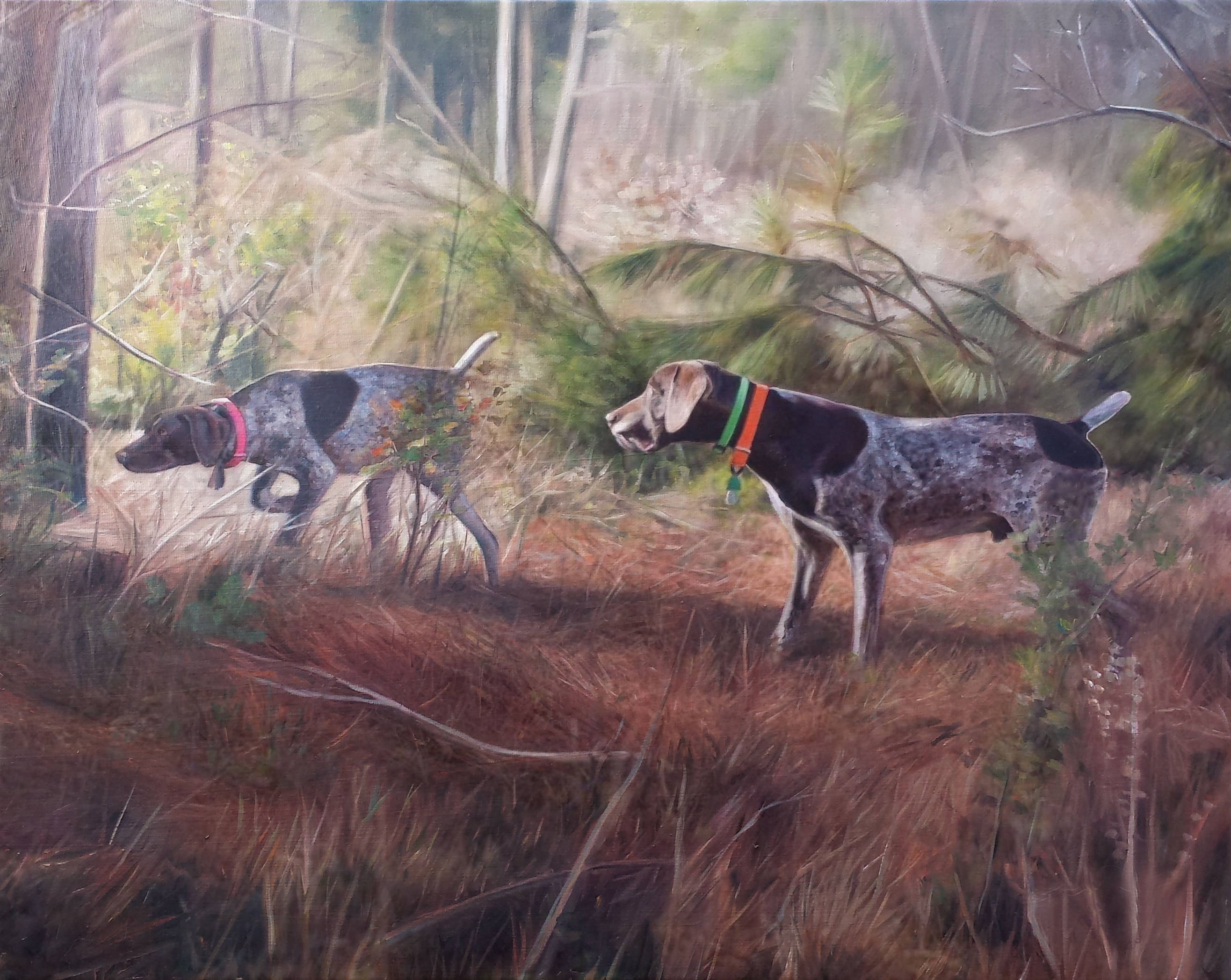 2632x2096 Custom Pet Portrait - Hunting Dog Painting
