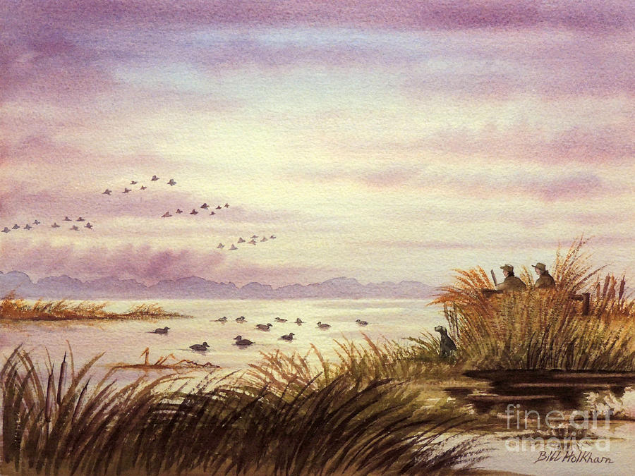 900x675 Duck Hunting Companions Painting By Bill Holkham - Hunting Painting