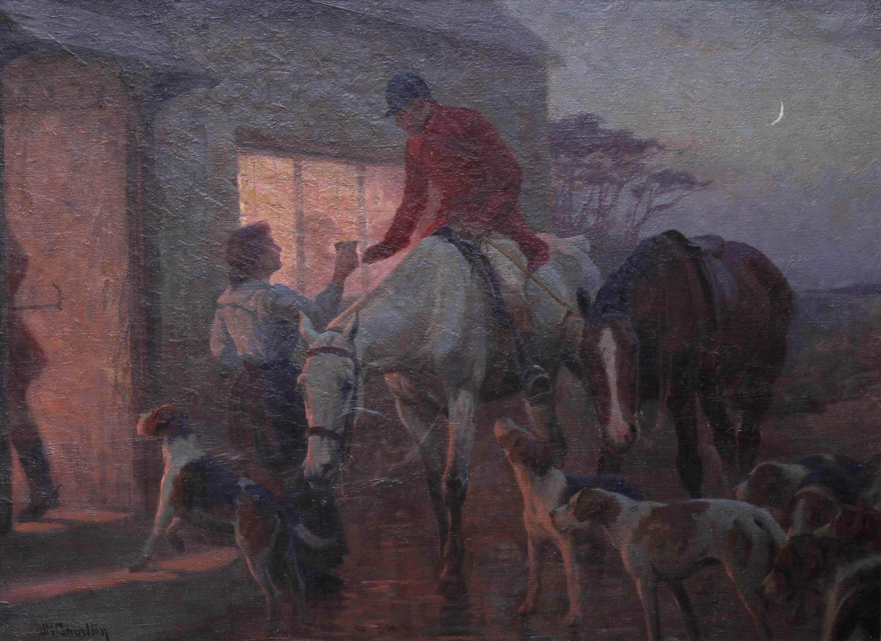 2968x2160 John Charlton - Hunting Scene Oil Painting