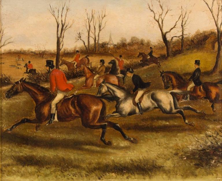 768x626 Unknown - Hunting Scene Oil Painting