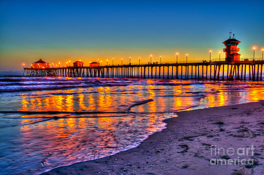 900x597 Huntington Beach Pier Sundown Photograph By Jim Carrell - Huntington Beach Painting