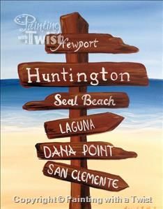234x300 Oc Beach Signs - Huntington Beach Painting