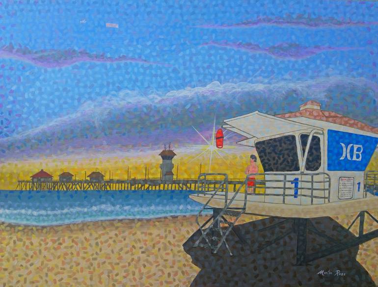 770x585 Saatchi Art Huntington Beach Pier Painting By Martin Ross - Huntington Beach Painting