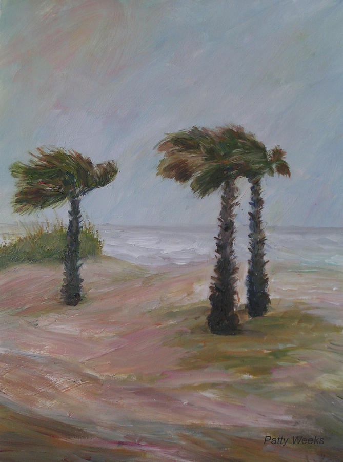 669x900 Hurricane Palms Painting By Patty Weeks - Hurricane Painting