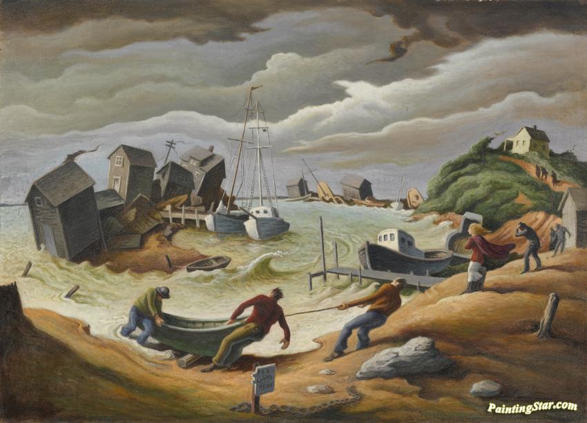 850x613 Menemsha Hurricane Artwork By Thomas Hart Benton Oil Painting - Hurricane Painting