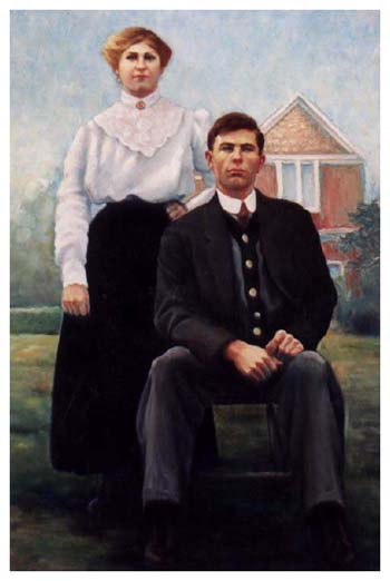 350x522 Old Photographs Into Paintings - Husband And Wife Painting