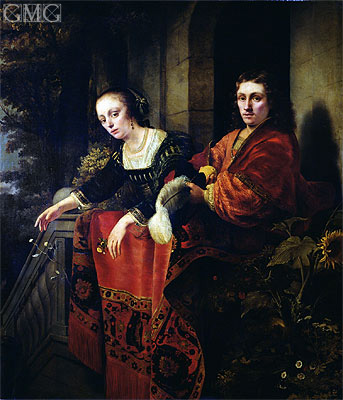 343x400 Portrait Of A Husband And Wife Ferdinand Bol Painting - Husband And Wife Painting