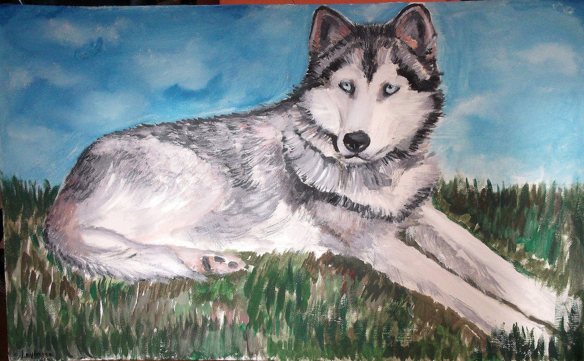 1137x703 Husky Dog Painting Tempera, Gouache By Laylessza - Husky Dog Painting