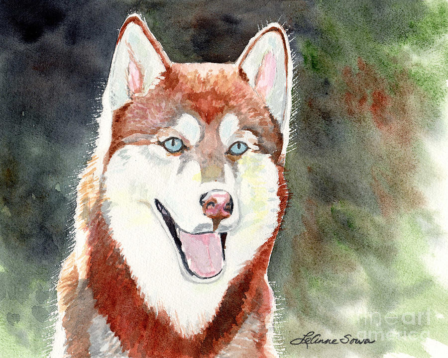 900x720 Red Husky Painting By Leanne Sowa - Husky Dog Painting