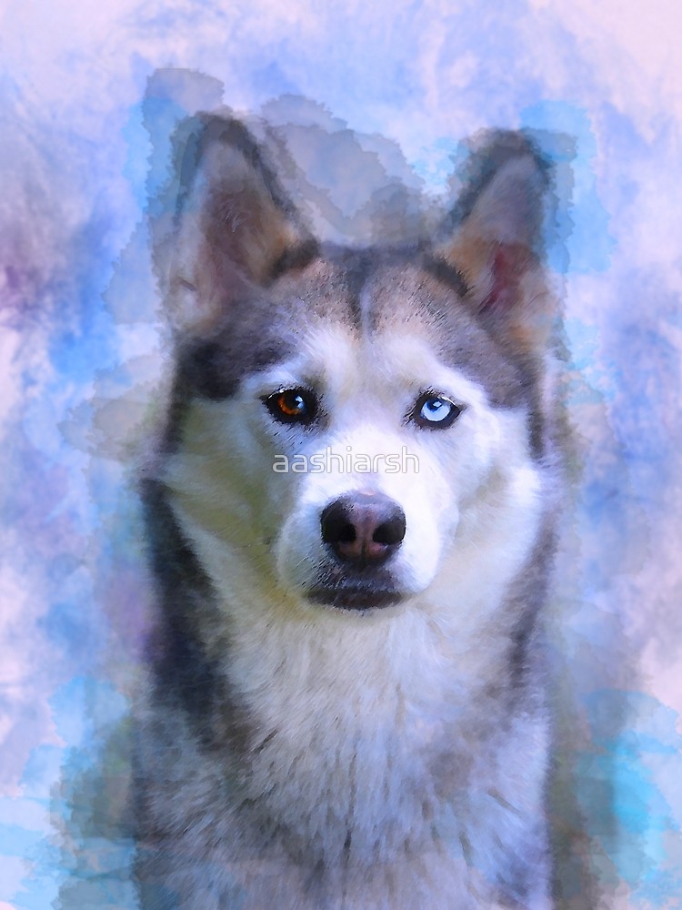 750x1000 Siberian Husky Dog Water Color Art Painting Contrast Tank By - Husky Dog Painting