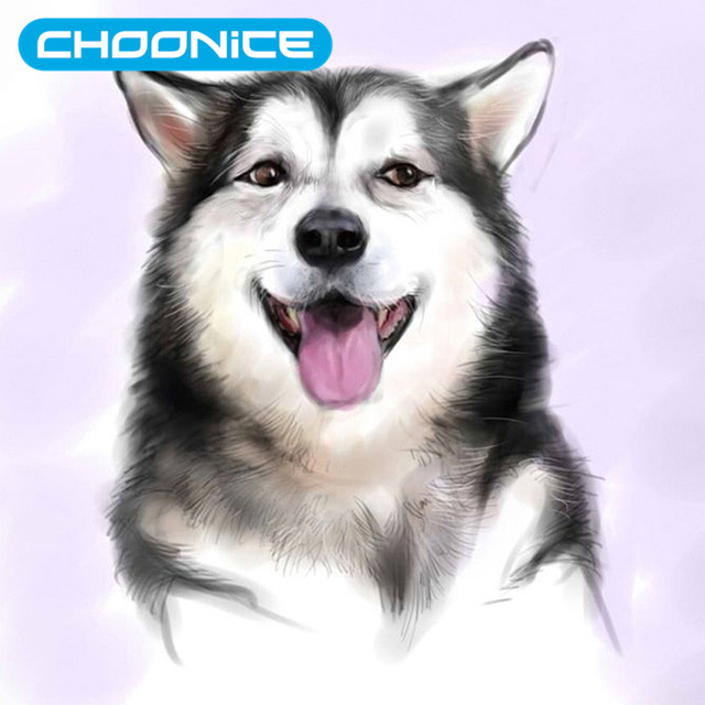 640x640 5d Diy Diamond Painting Dog 3d Diamond Embroidery The Puppy Smiles - Husky Painting