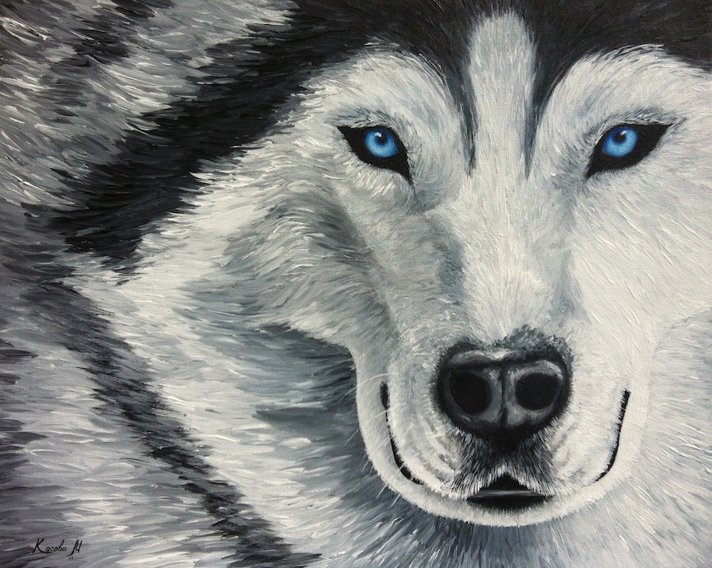 1000x797 Oil Painting Husky By Rosemaryn - Husky Painting