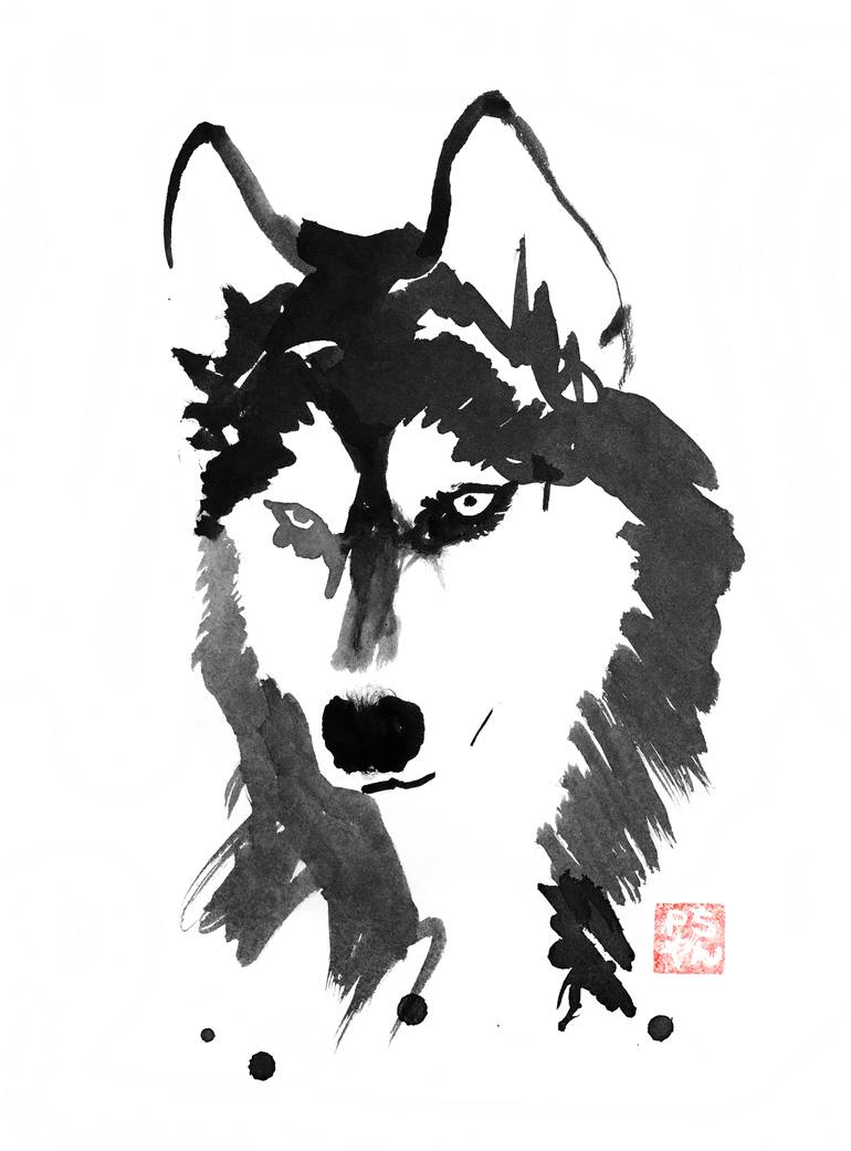 770x1041 Saatchi Art Husky Painting By Pechane Sumie - Husky Painting