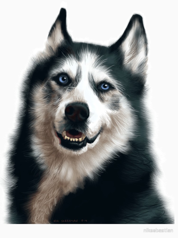 750x1000 Siberian Husky Painting Unisex T Shirt By Niksebastian Redbubble - Husky Painting