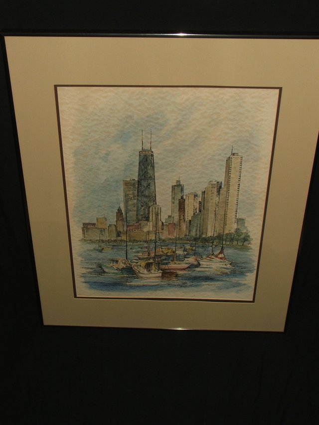 640x853 Pat Coffman Huss Original Watercolor Painting Harbor Scene Signed - Huss Painting