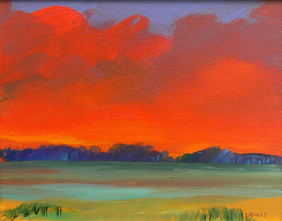900x706 Stormy Red Sky Painting By Sally Huss - Huss Painting