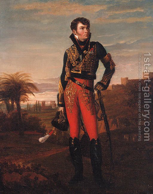 512x650 Portrait Of A French Hussar Of The Napoleonic Era Georges Rouget - Hussar Painting