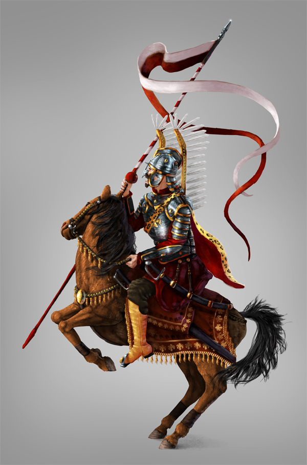 600x909 Grayscale To Color Paint A Winged Hussar In Ps By - Hussar Painting