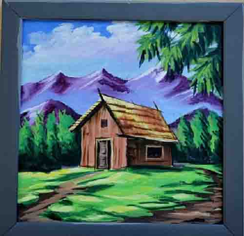 500x484 Nature Paintings Hut - Hut Painting