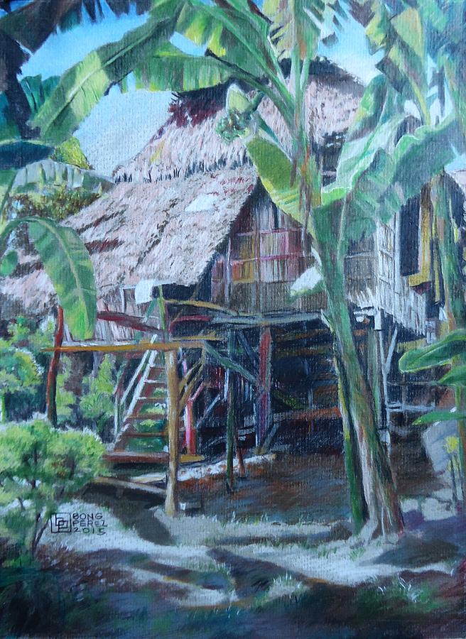 656x900 Nipa Hut Painting By Bong Perez - Hut Painting