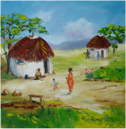 439x450 Paintings - Hut Painting