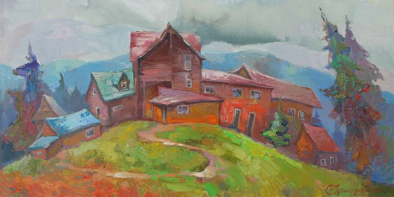 770x385 Saatchi Art Lumberjack's Hut Painting By Anastasiia Grygorieva - Hut Painting