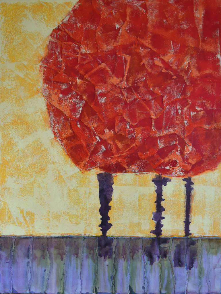 770x1024 Saatchi Art Red Trees Painting By Kelly Hutchinson - Hutchinson Painting
