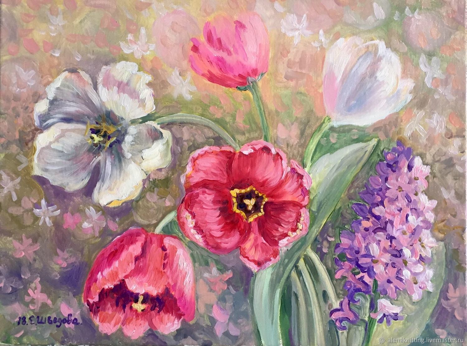 1500x1113 Oil Painting Hyacinth And Tulips Shop Online On Livemaster - Hyacinth Painting