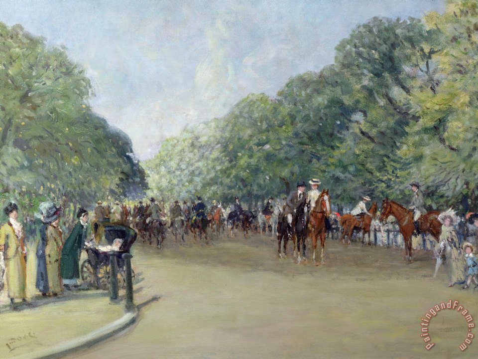960x720 Albert Jnr Ludovici View Of Hyde Park With Figures On Rotten Row - Hyde Park Painting