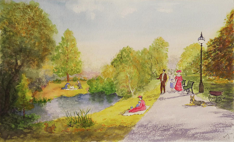 900x547 C1910 Hyde Park London Painting By David Godbolt - Hyde Park Painting