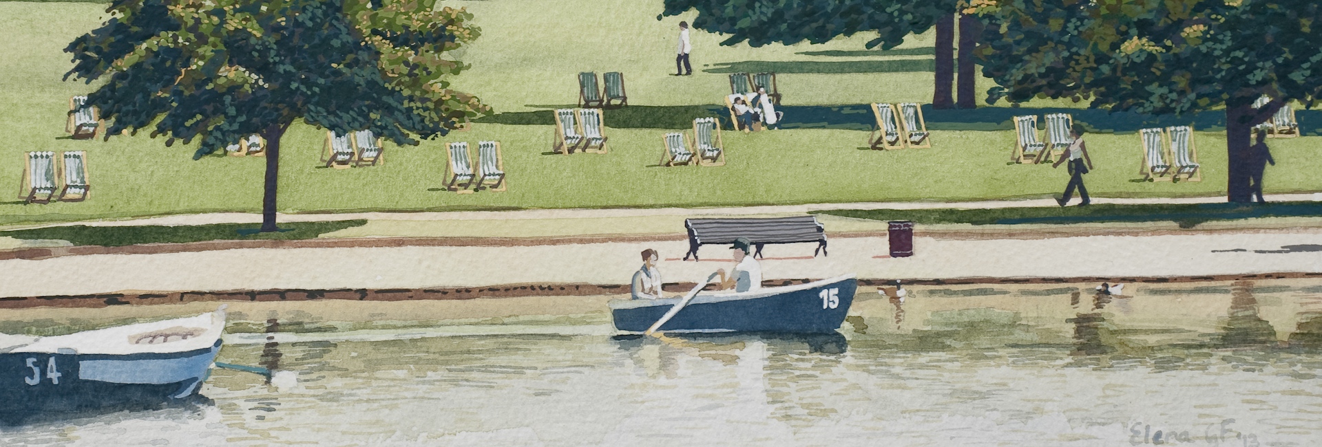 1920x650 Elena De La Fuente Boat 15 In Hyde Park Painting - Hyde Park Painting