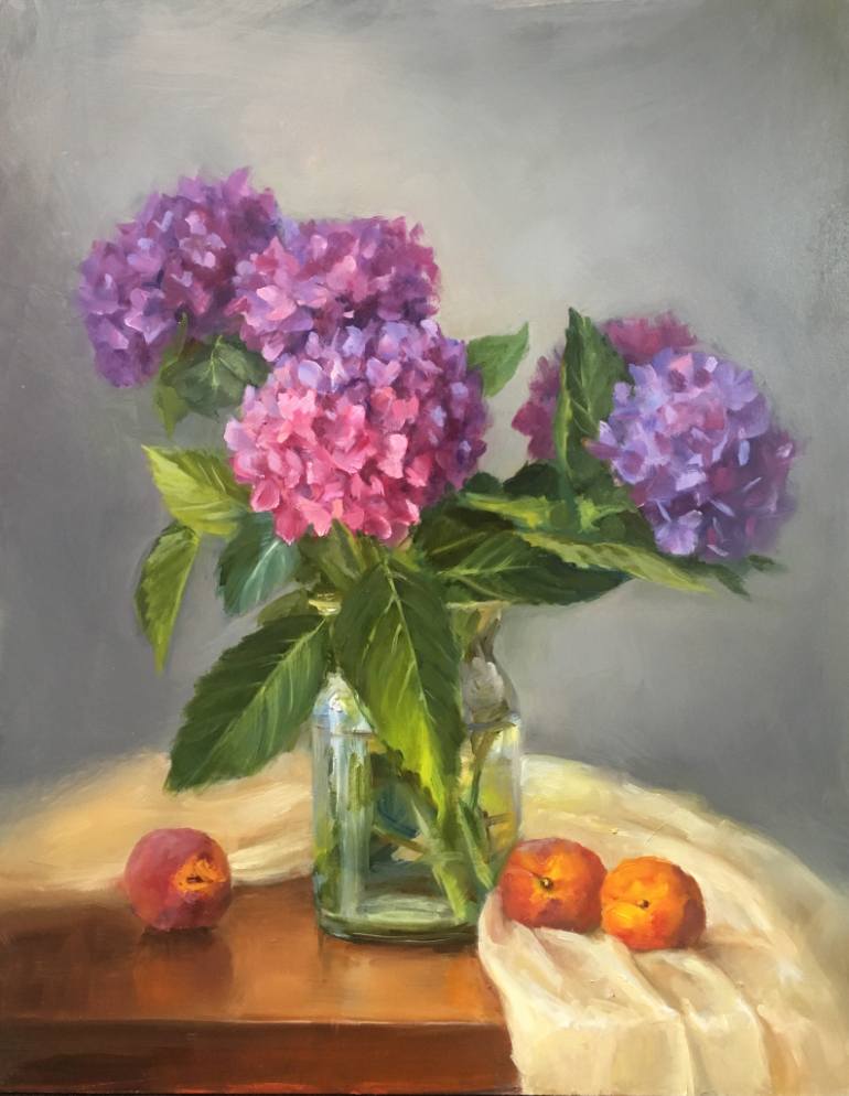 770x994 Saatchi Art Hydrangeas And Peaches. Origianl Oil Painting - Hydrangea Oil Painting