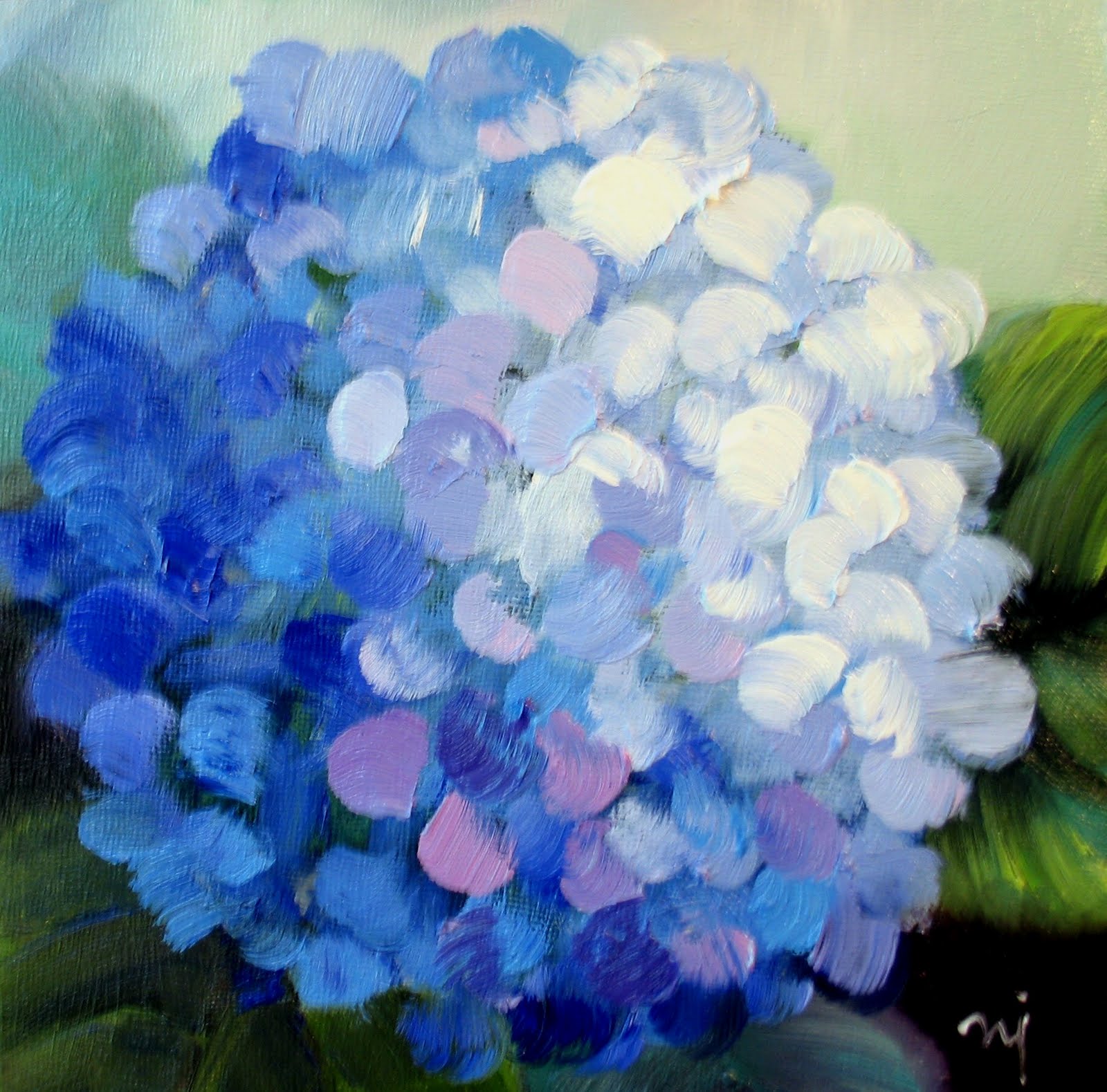 1600x1579 Nel's Everyday Painting Little Gift Hydrangea - Hydrangea Painting