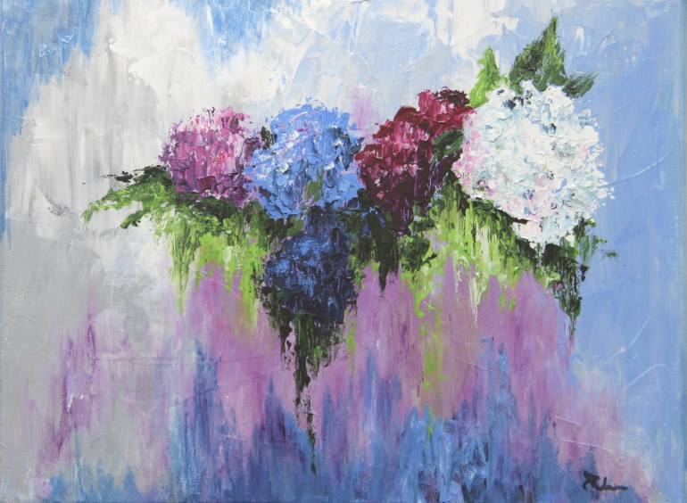 770x564 Saatchi Art Hydrangea Row Painting By Celeste Plowden - Hydrangea Painting